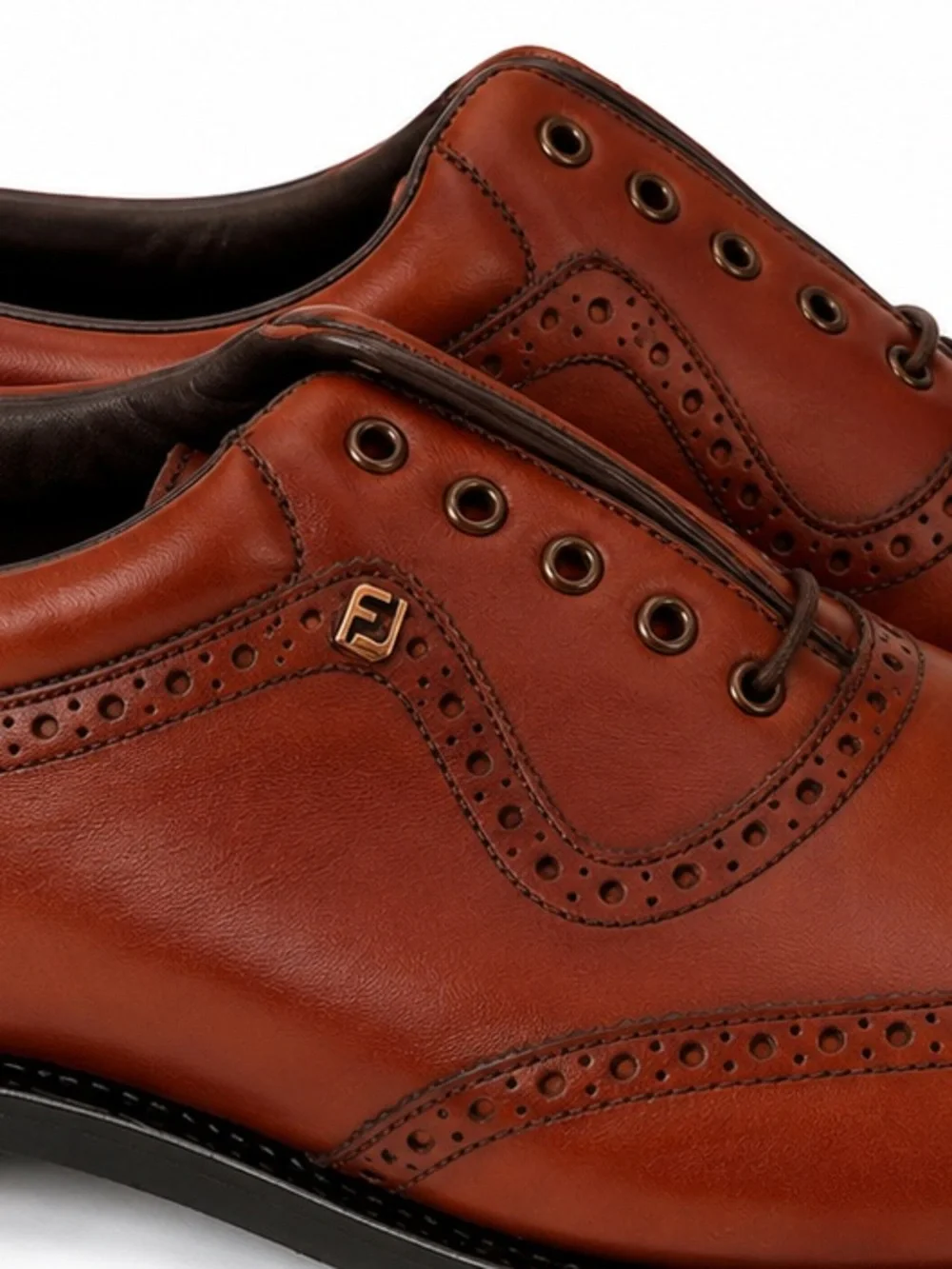 FootJoy Classics Golf Shoes | Calfskin Leather Cognac Wingtip | Men’s Size 10D